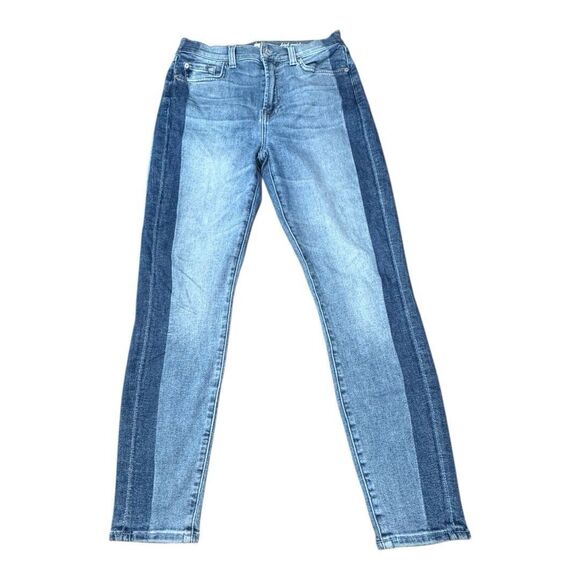 7 For All Mankind High Waist Ankle Gwenevere Skinny Jeans Side Stripe Size 28 - Picture 1 of 16
